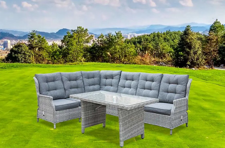 Meningkatkan Keselesaan Luaran: Meneroka Ciri-ciri Set Makan Sofa Sudut Baring 5PCS
