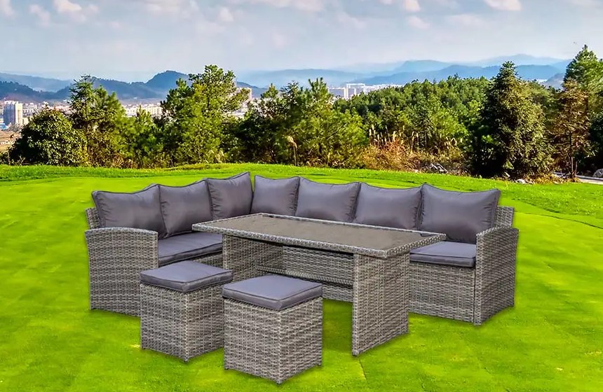 Keseronokan Moden: Set Makan Sofa Sudut 5 Keping